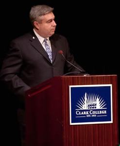 President Bob Knight speaking during the 2012 State of the College Address