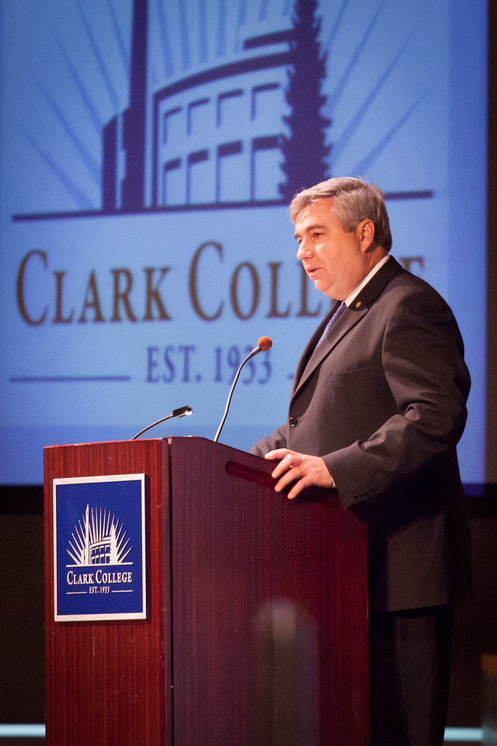 President Robert K. Knight delivering the 2013 State of the College Address