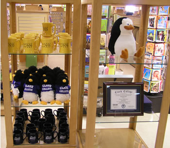 Penguin items in the Clark College Bookstore