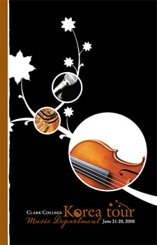 Cover of the Clark College Music Department program for their summer 2008 tour in Korea