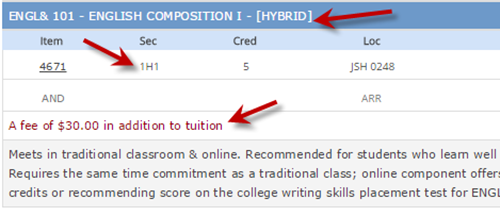 Hybrid Course Schedule Example