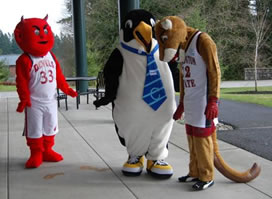 Oswald and Lower Columbia and WSU mascots