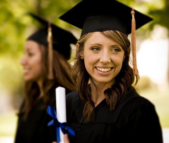Graduate with cap and gown