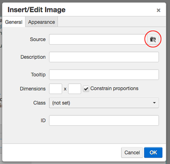 image of insert image dialogue box