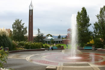 Clark College Chime Tower and fountain