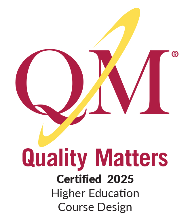 Quality Matters  Higher Education 2025 logo. The QM logo can only appear with classes that meet or exceed the QM standards.
