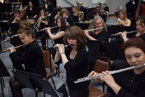 Students playing instruments