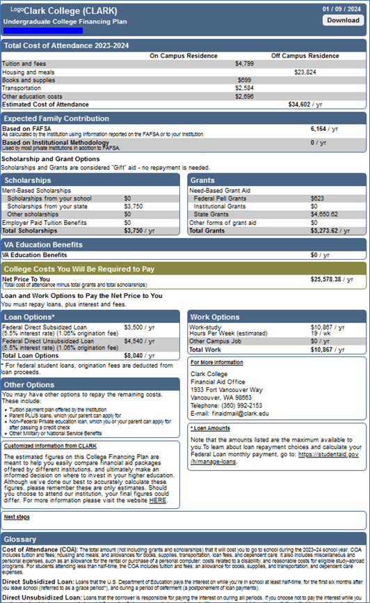 finance plan screen image