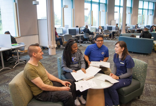 Students in the Welcome Center