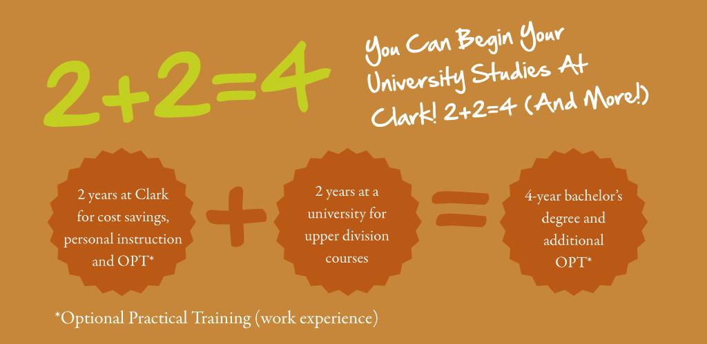 Two years at Clark College plus two years a university equals a bachelor's degree
