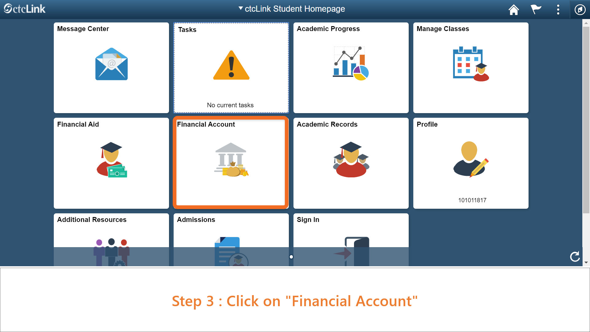 Step 3: Click on 'Financial Account'.