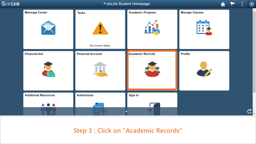 Step 3: Click on 'Academic Records'.