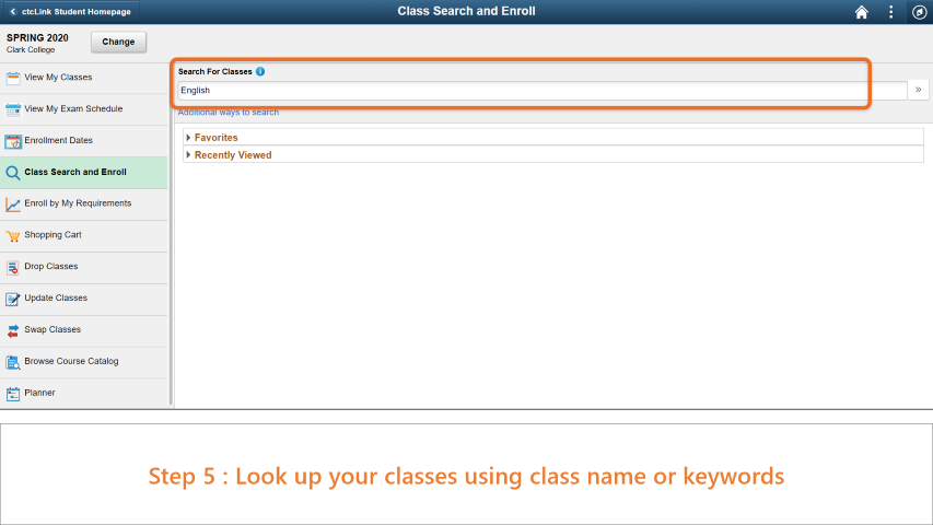 Step 5: Look up your classes using class name or keywords.