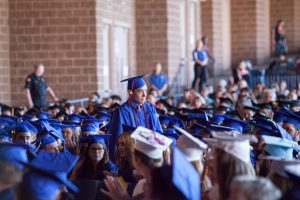 Nick Freese in commencement crowd