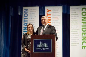 Inva Begolli with President Knight