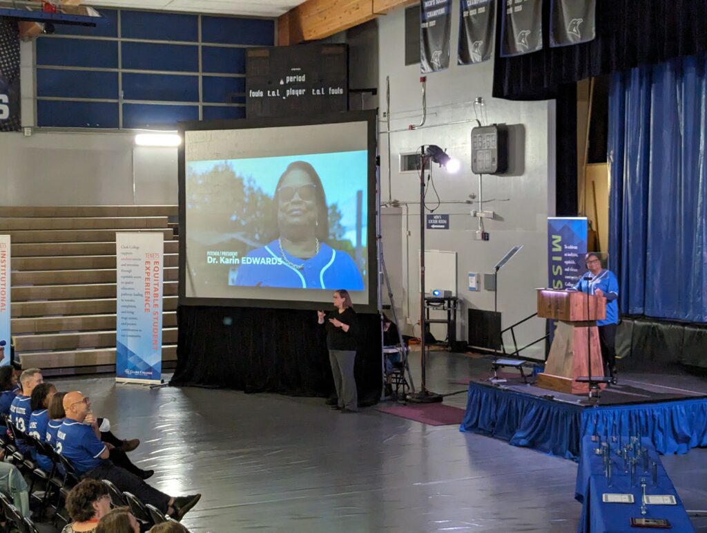 Dr Edwards presenting the EC Baseball video.