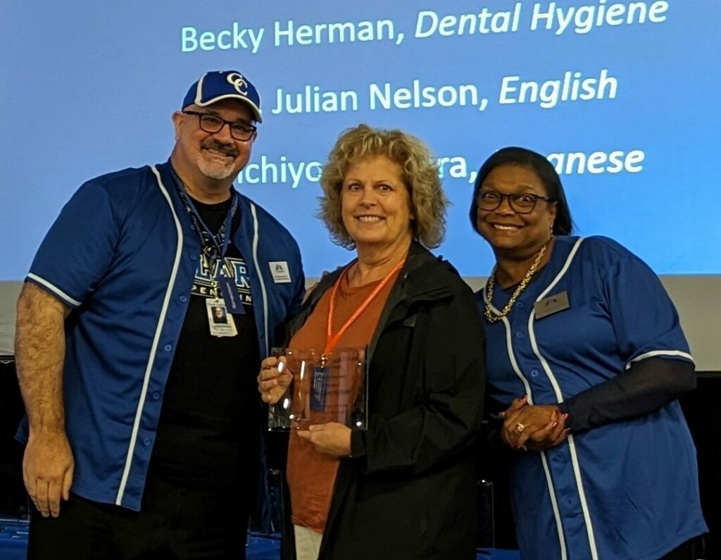 Exceptional Faculty Award recipient Becky Herman with Dr. Wilkins-Luton and Dr. Edwards.