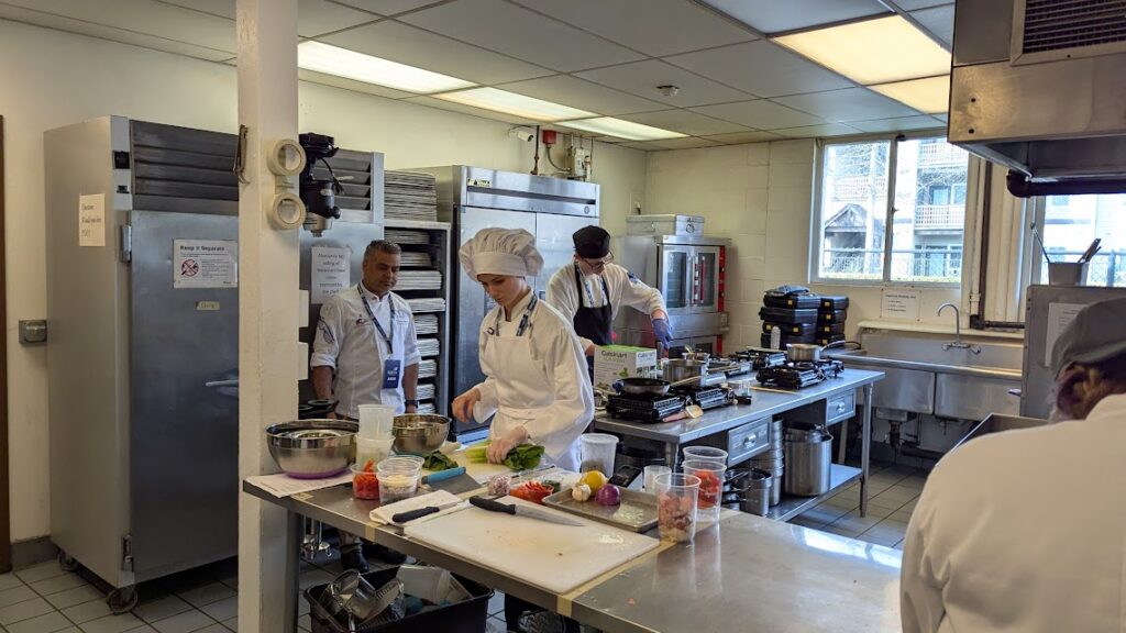industrial kitchen with chefs