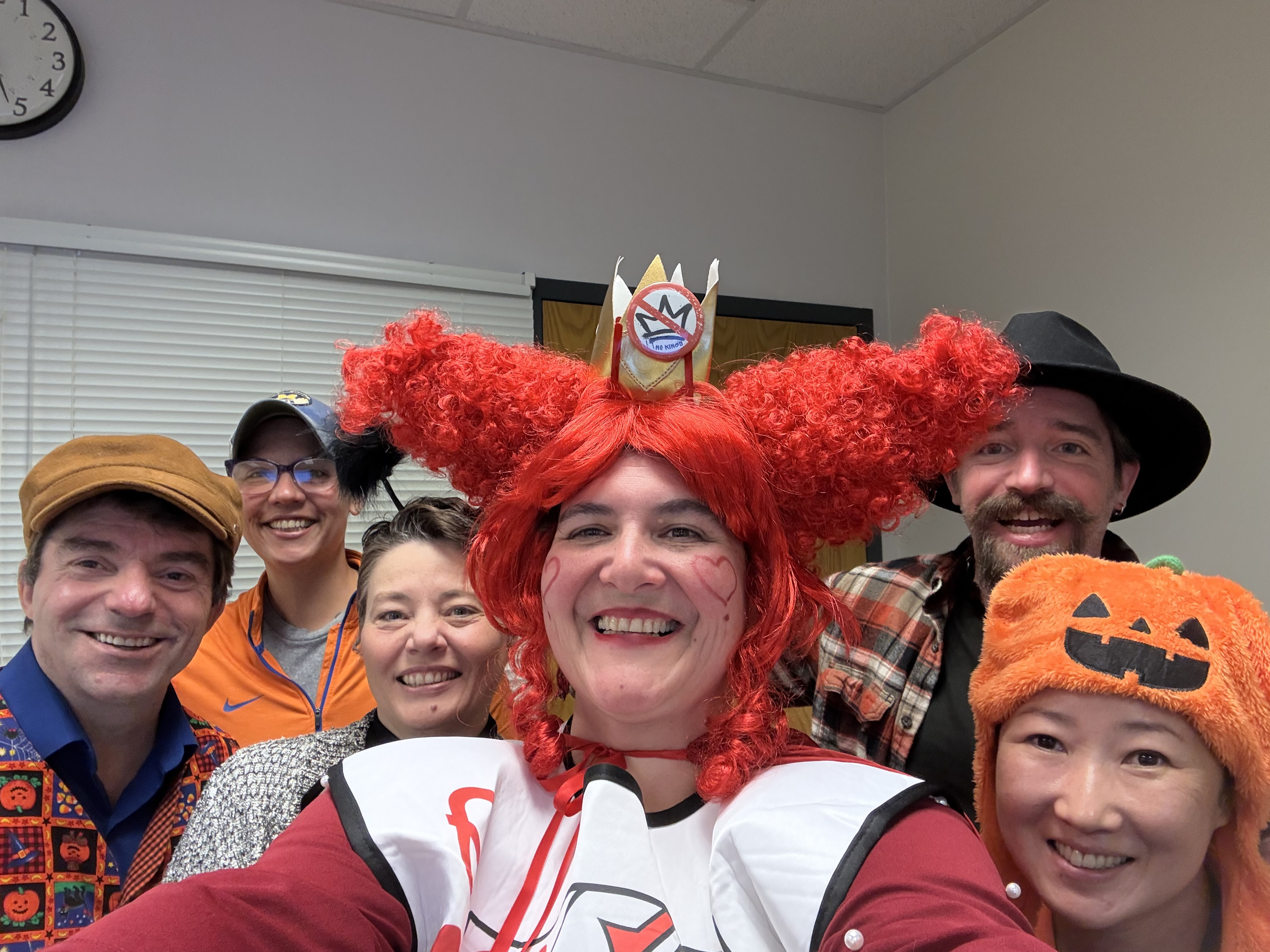 Sarah Blanchette and tenure committee in costume