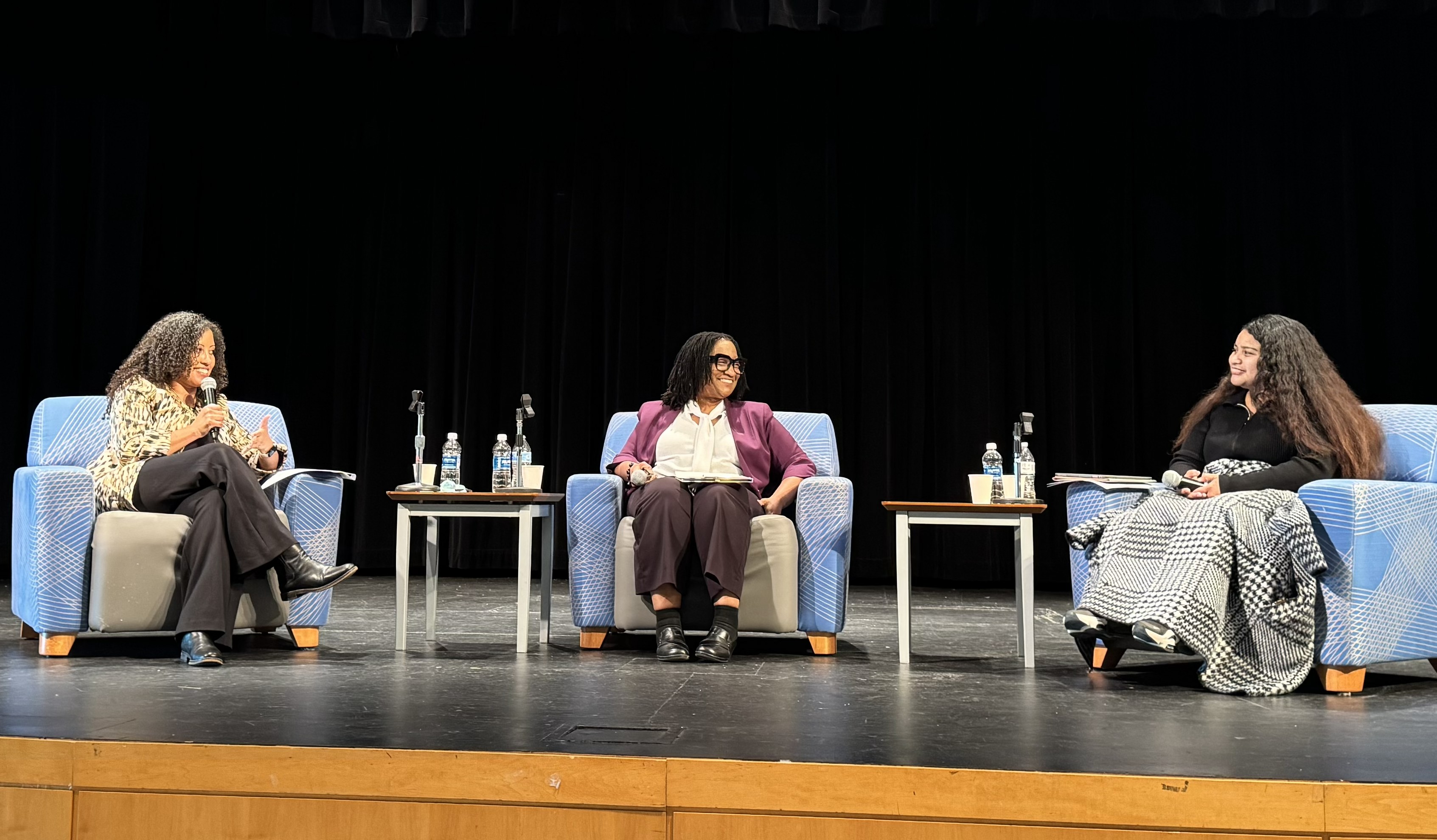 Vanessa Neal, Sesany Fennie-Jones, and Gemma Somol sitting in a panel on stage
