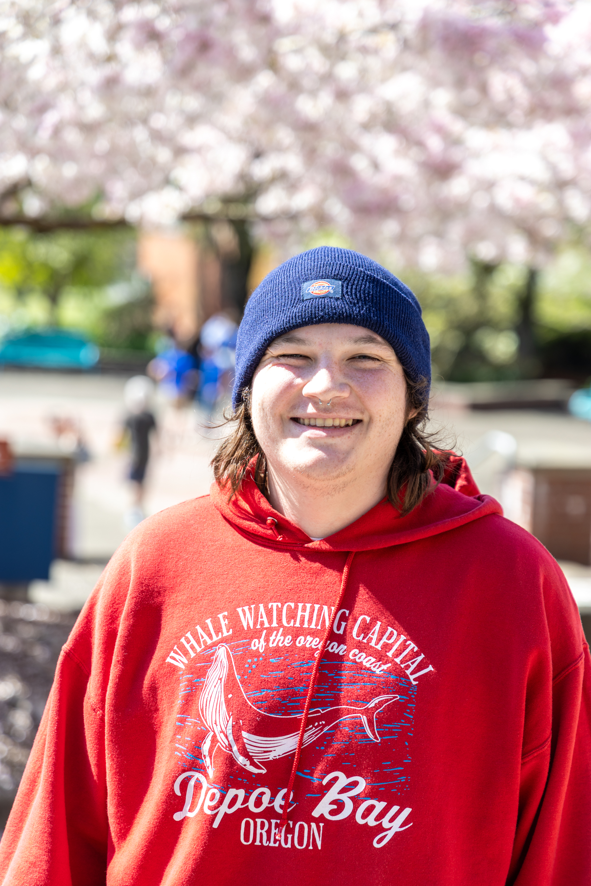Student smiling on campus