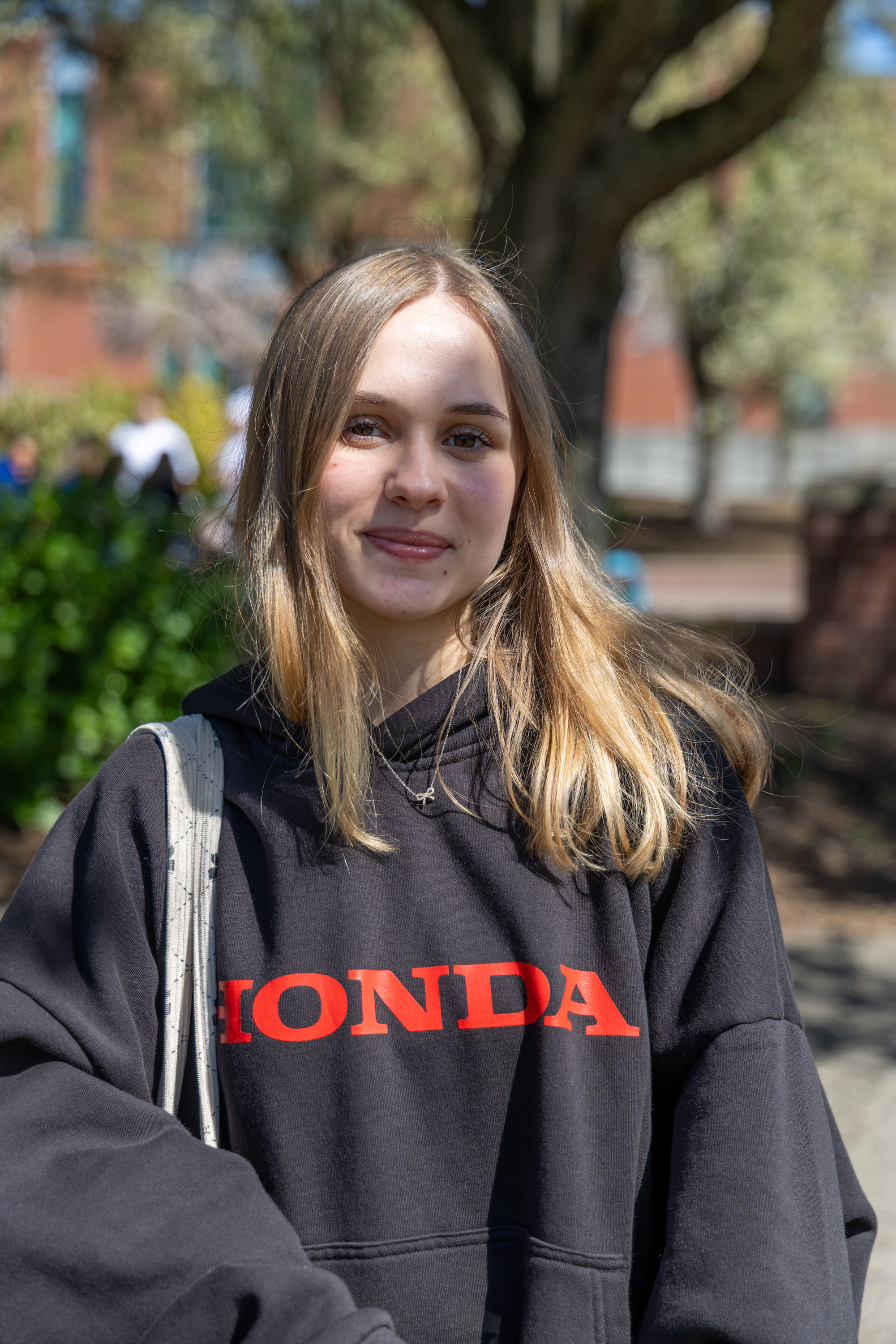 Student outside on campus