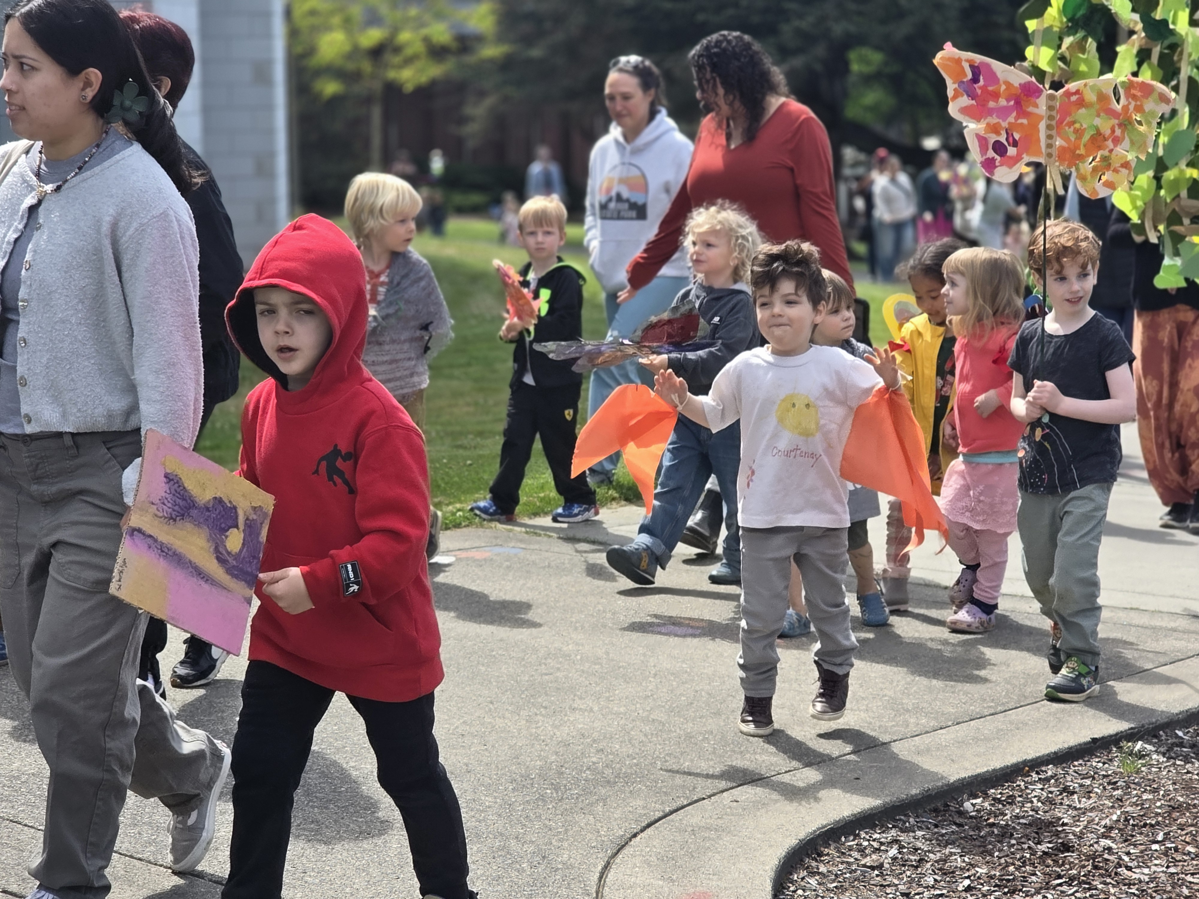 Children marching in puppet parade