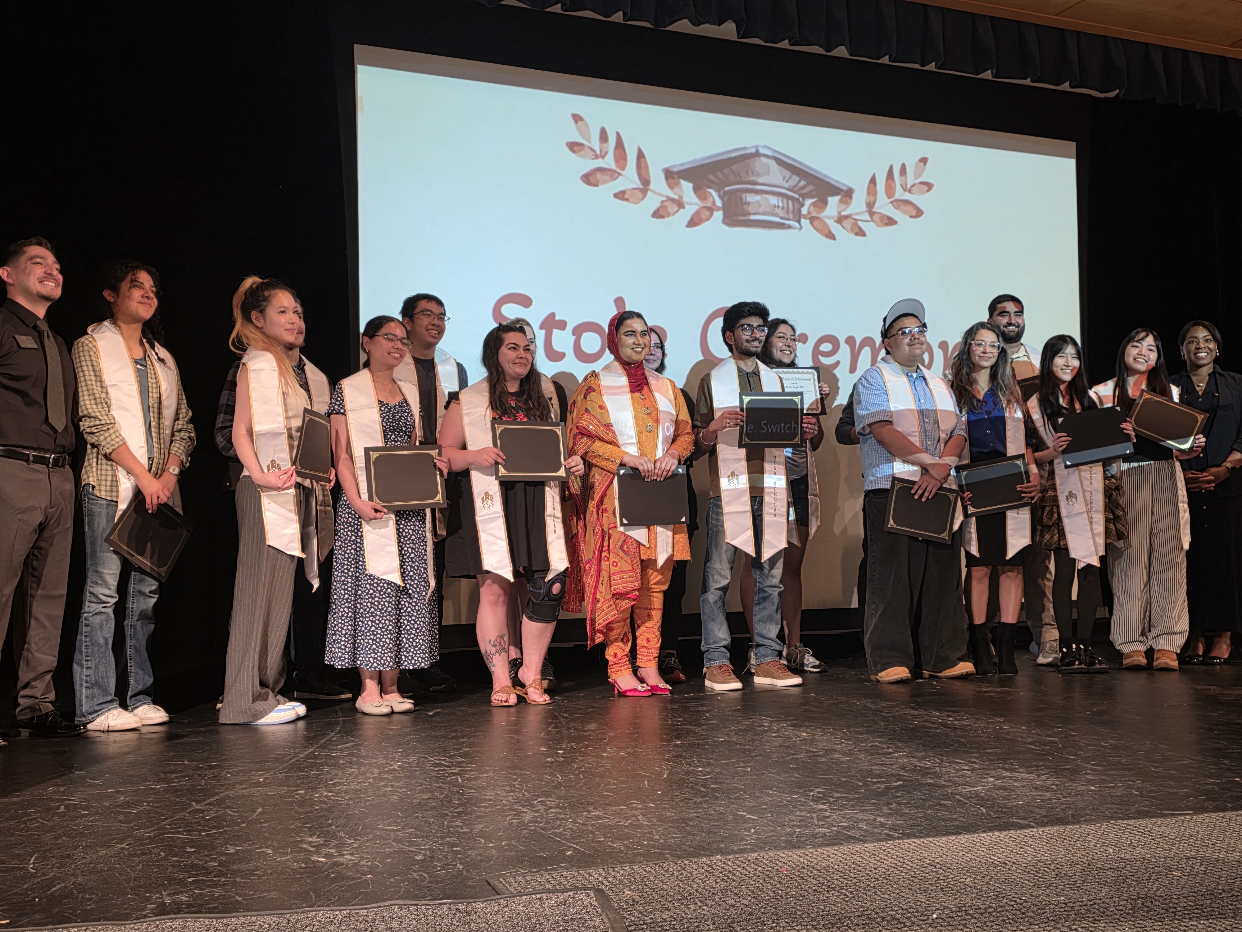 MESA grads on stage
