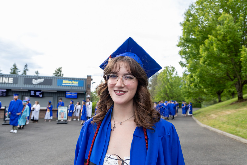 Emmy McGill in graduation regalia