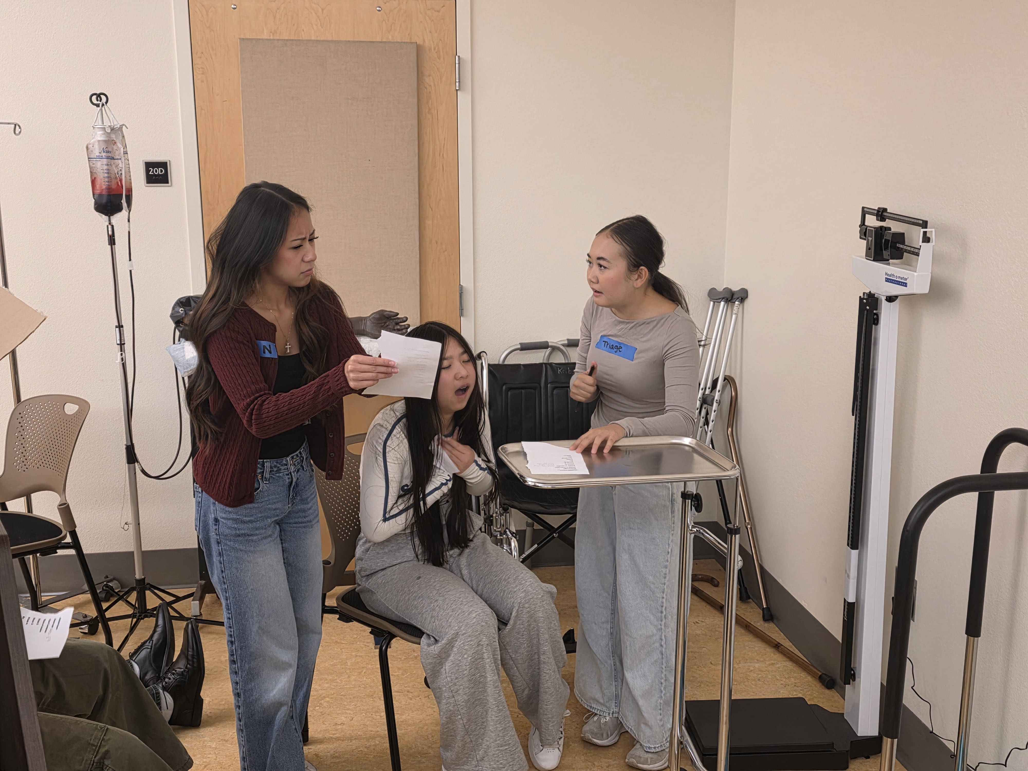 Students participate in an emergency room simulation