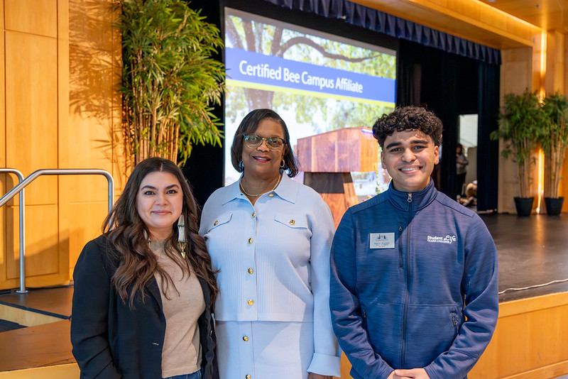 PTK Chapter President Lindsey Quiroz, Clark College President Dr. Karin Edwards, and ASCC President Alijah Machida