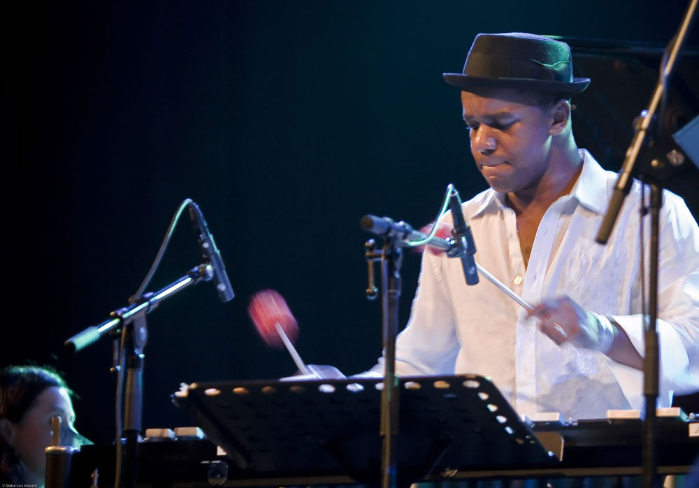 Guest Artist Stefon Harris playing during the performance.