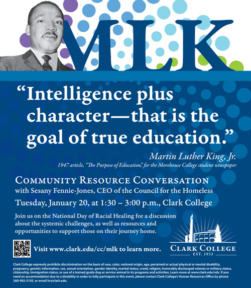 An ad for the MLK event details that will take place on January 20, 2026.