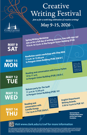 A flyer explaining the Creative Writing Festival schedule.