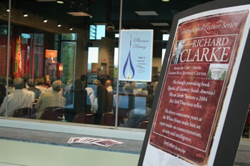 Clarke spoke to a capacity crowd during the evening keynote lecture, held in the Gaiser Student Center. 