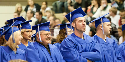 Left to right (starting second from the left): Pat Fencl Scholarship winner Dennis R. Boyd, plus student speakers Troy Brisby and Allen Darst