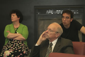 Audience members listen to professor Christina Kopinski