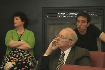 Audience members listen to professor Christina Kopinski