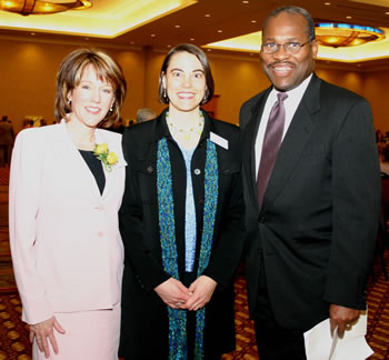 KGW-TV anchor Laural Porter; Kathy Kniep, Executive Director of YWCA Clark County; and Dr. R. Wayne Branch, President of Clark College, at the 2006 Women of Achievement Luncheon.